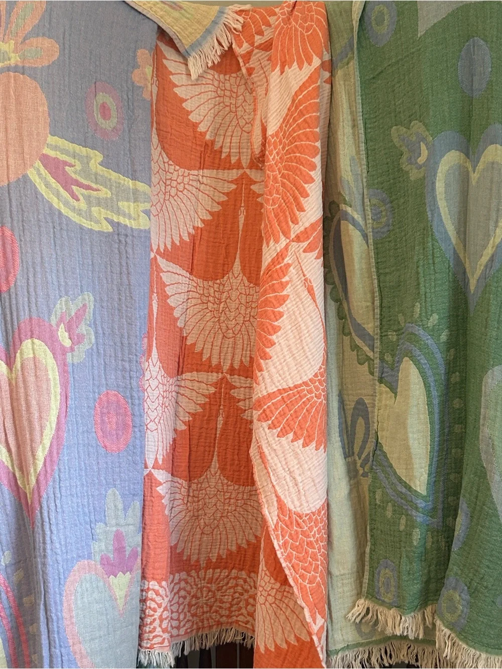 Neon Coast Modern Anthracite Orange Woven 100% Cotton Birds in Flight Throw NEW